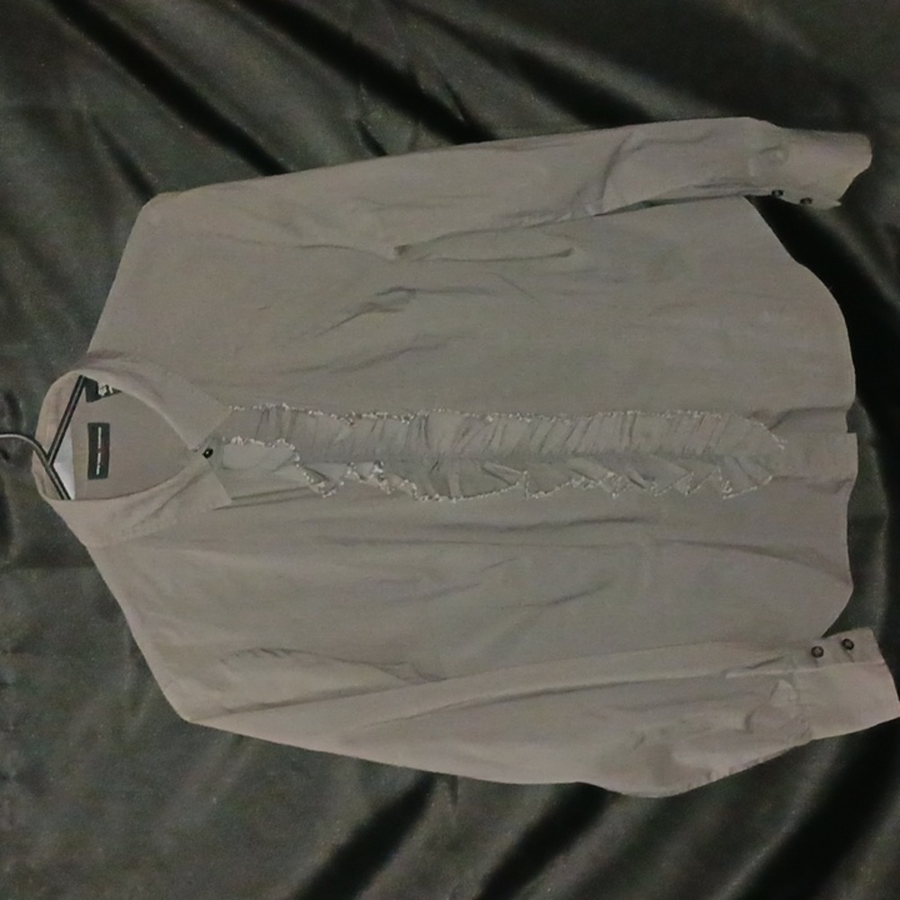 NY & Co. Ruffle Front Blouse sz sm
